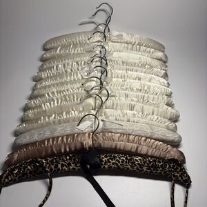 Set of 12 Vintage 15" Cream Satin Padded Hangers Now